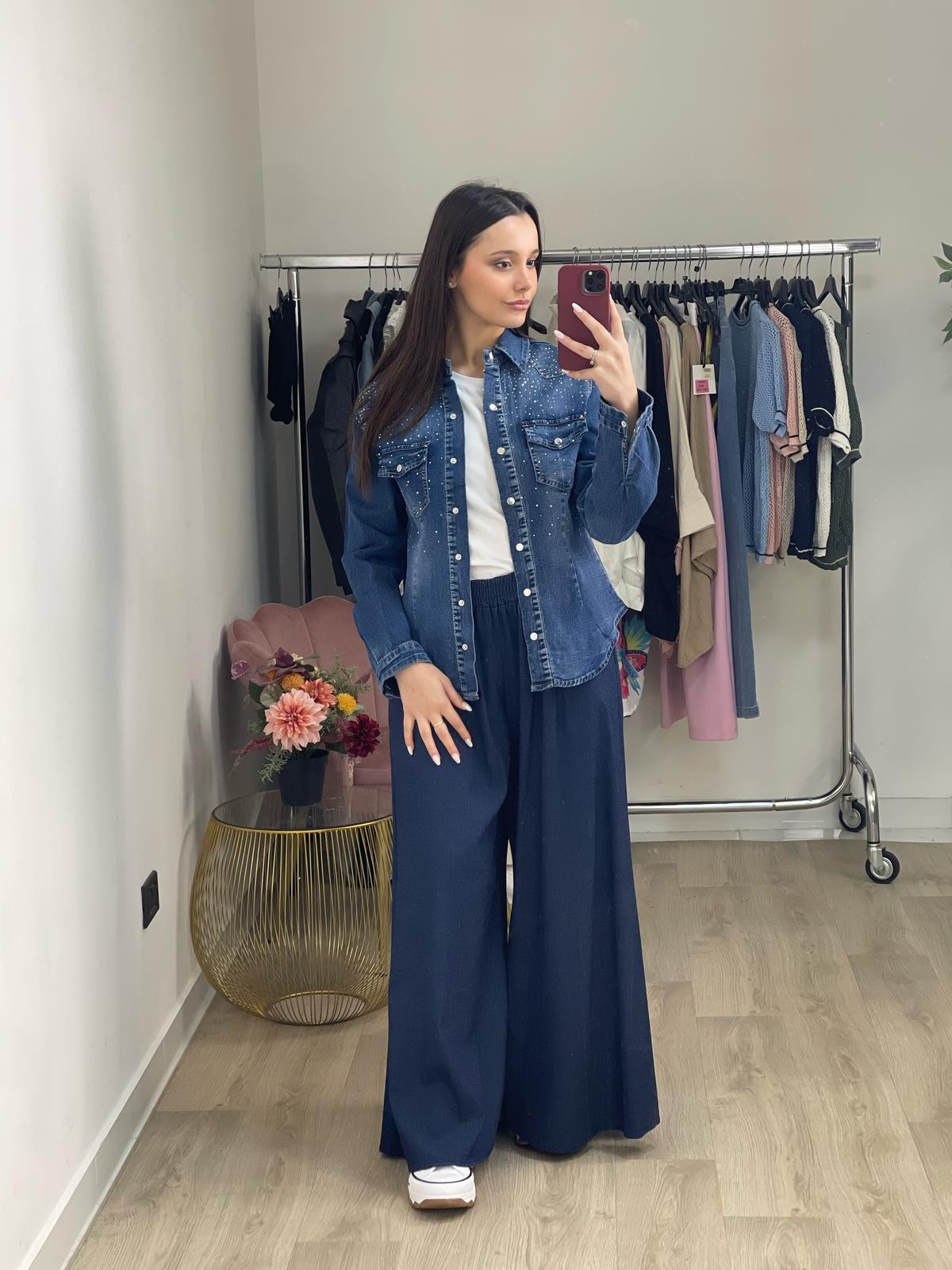 Camicia giacca denim strass