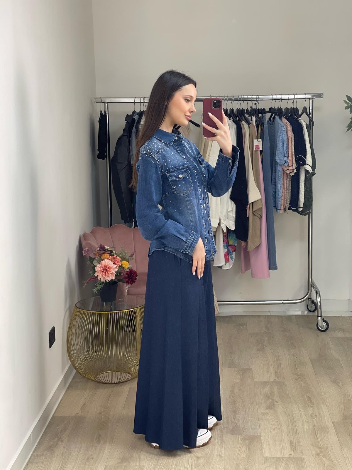 Camicia giacca denim strass