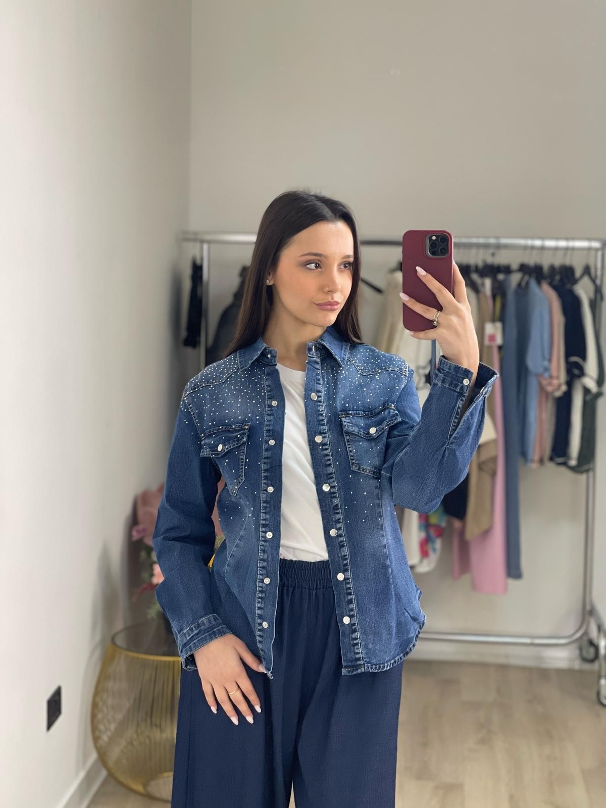 Camicia giacca denim strass