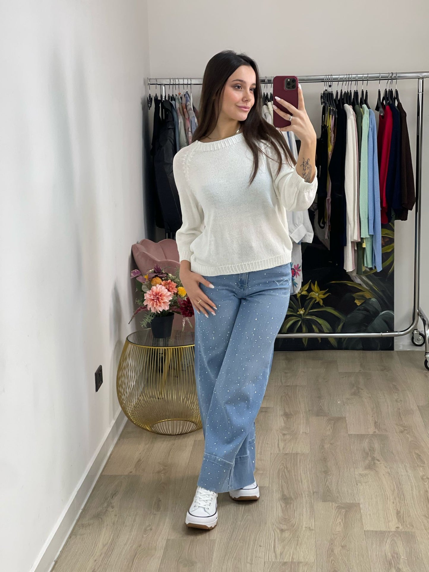 Jeans brillantino con risvolto