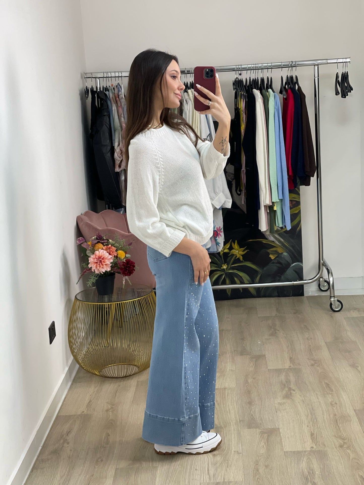 Jeans brillantino con risvolto