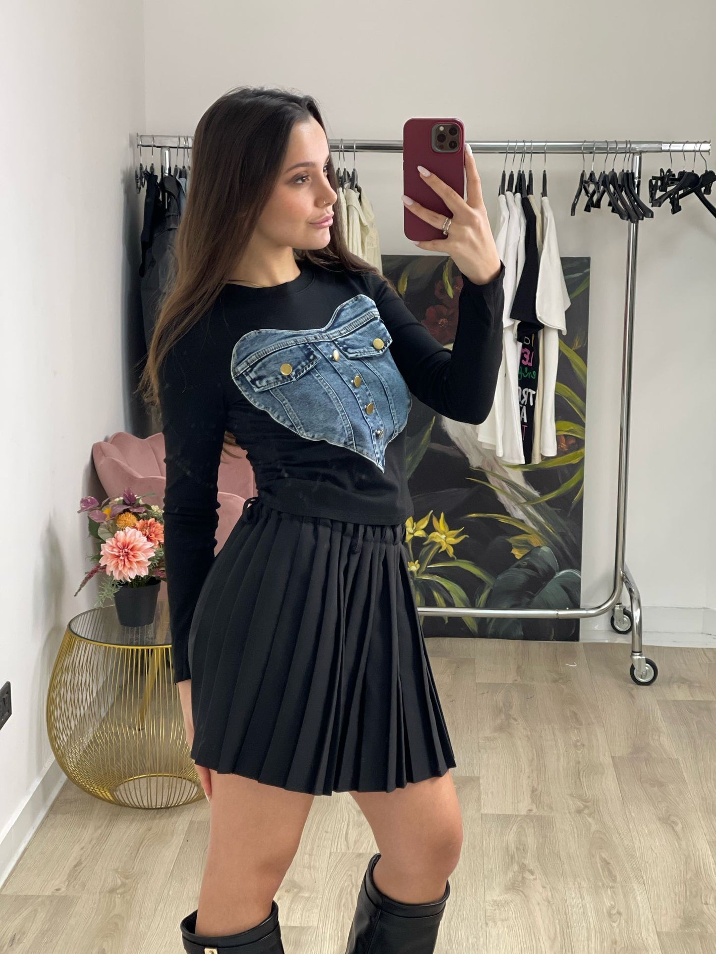 T-shirt con heart di jeans