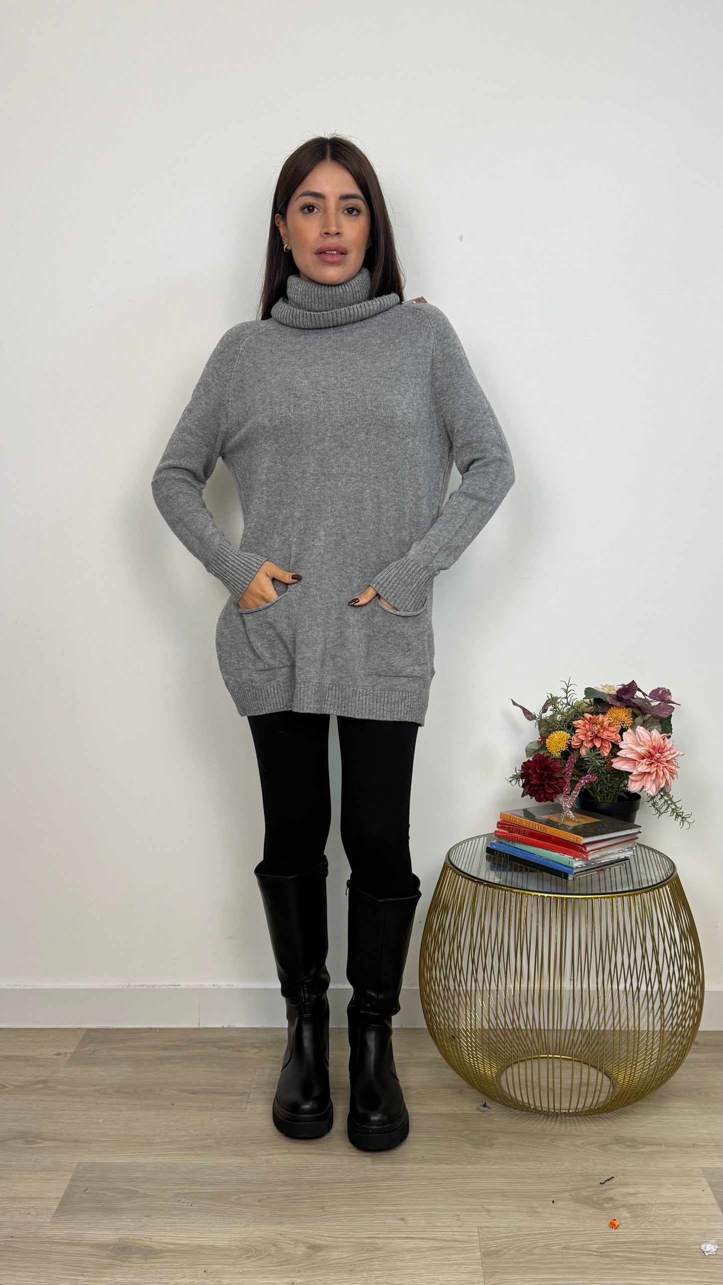Maglione Lungo con Due Tasche