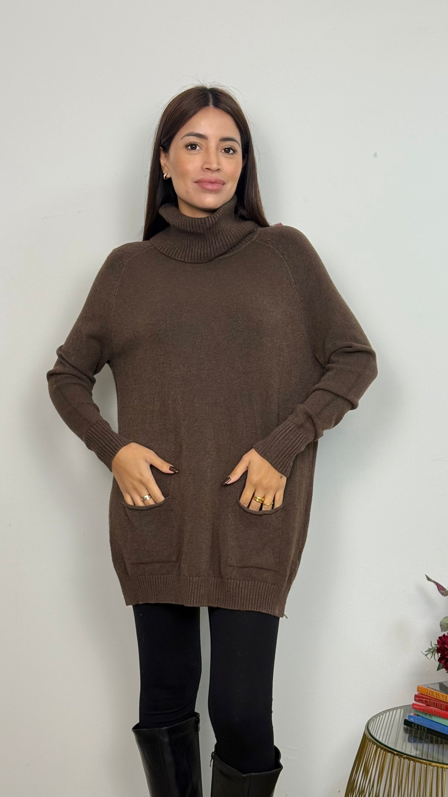 Maglione Lungo con Due Tasche