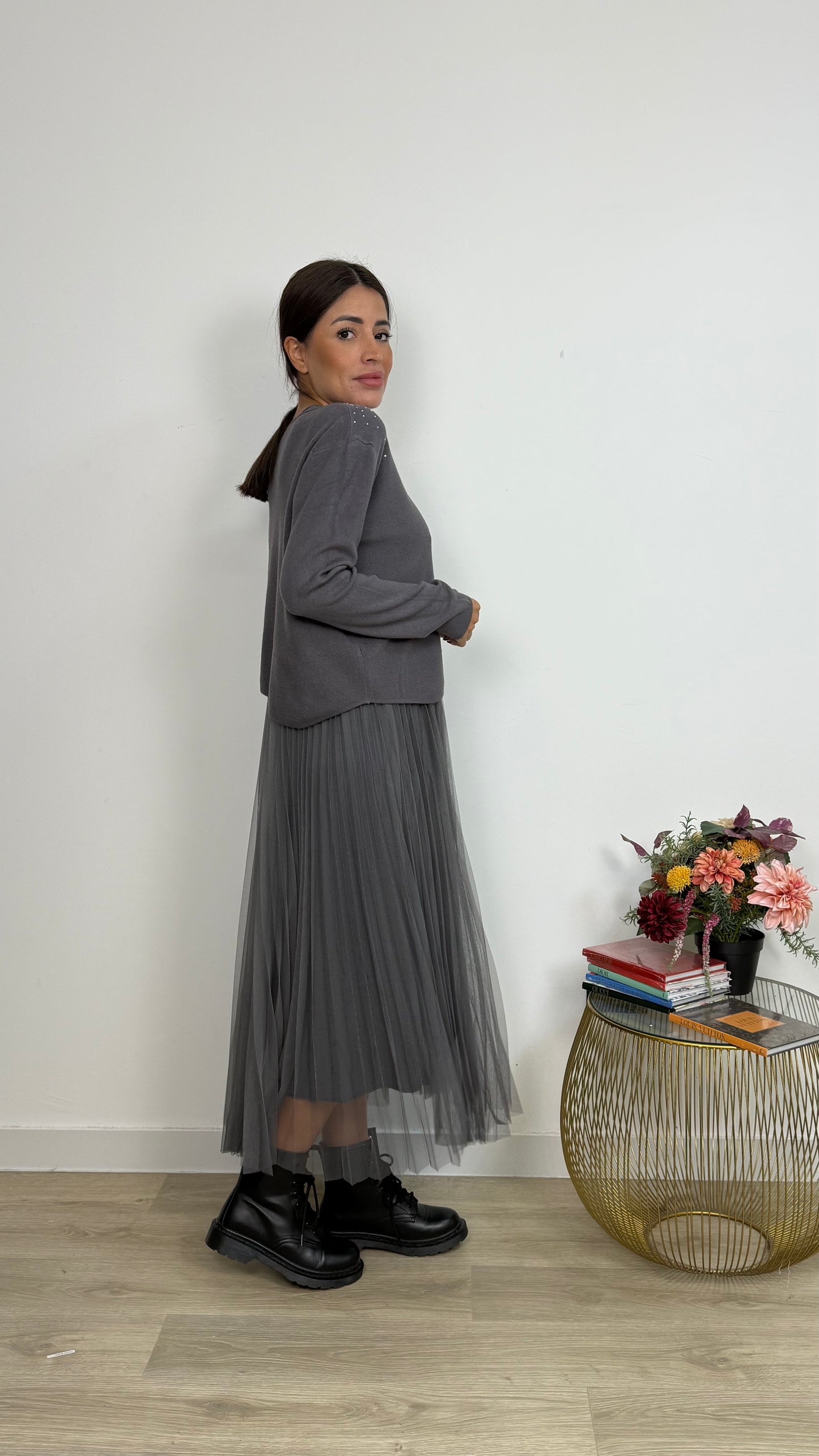 Abito Effetto due Pezzi con Gonna Tulle