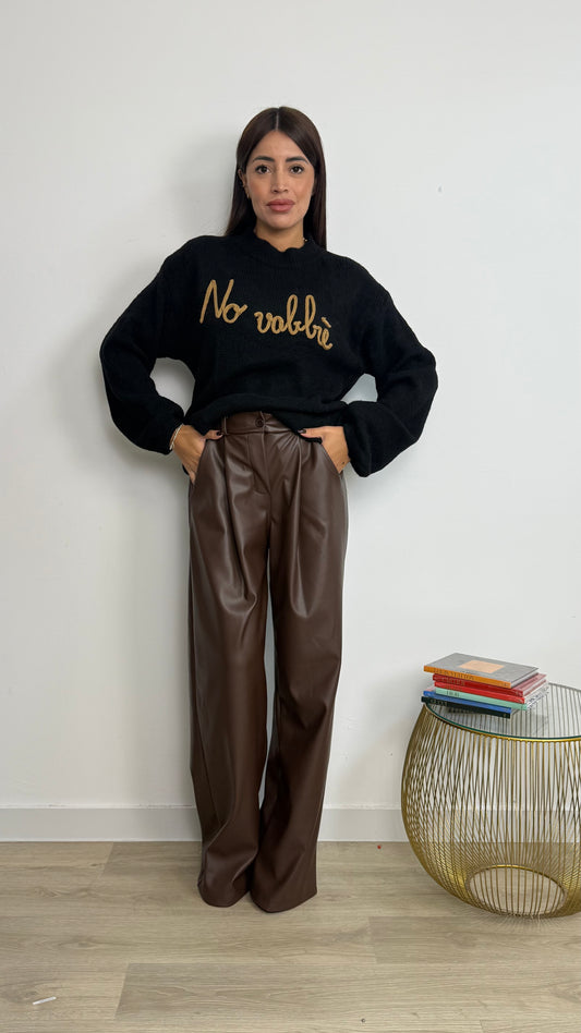 PANTALONE PALAZZO ECOPELLE
