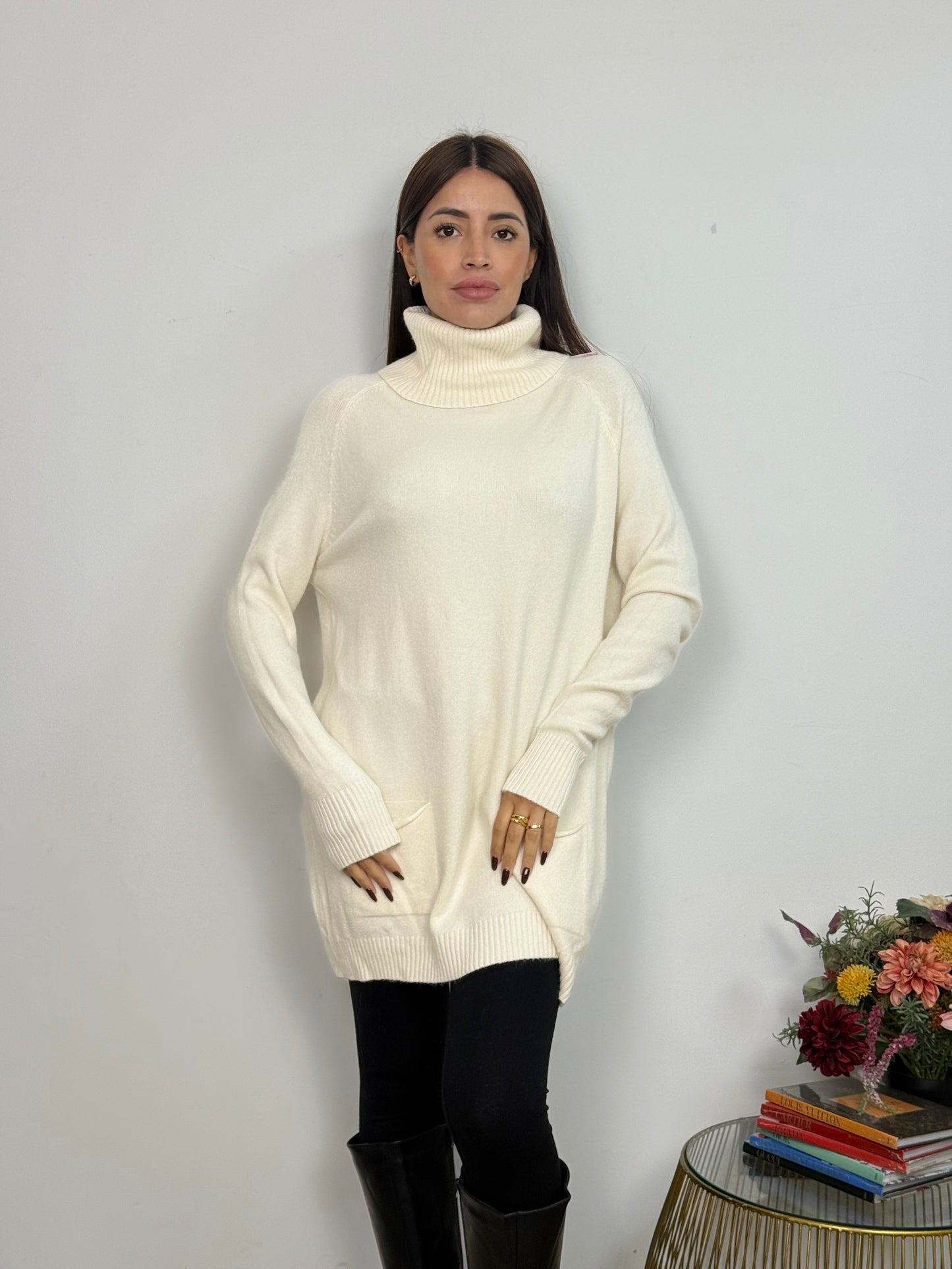 Maglione Lungo con Due Tasche