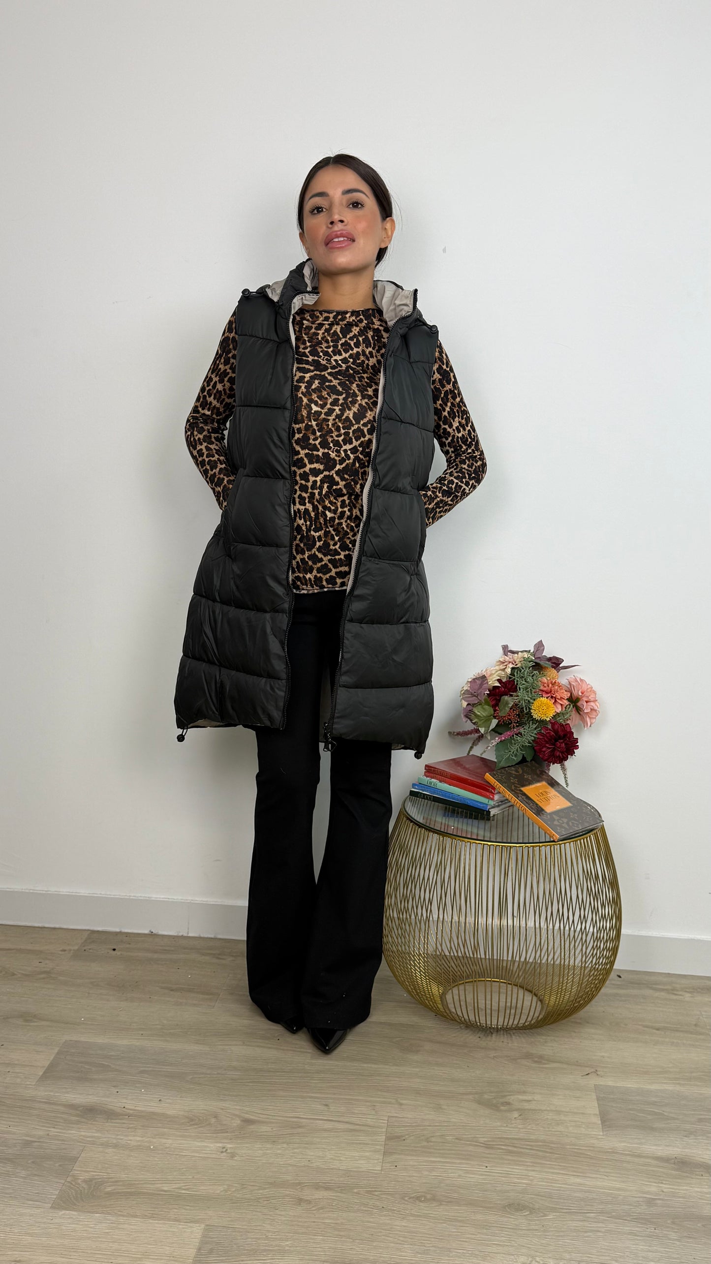 Piumino Gilet Lungo Doubleface