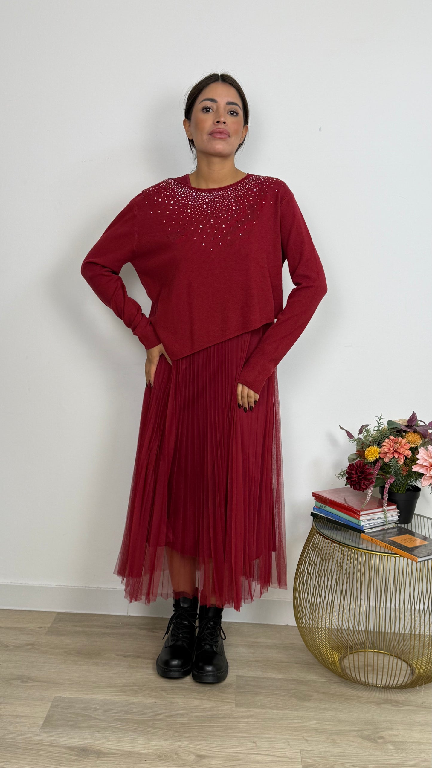 Abito Effetto due Pezzi con Gonna Tulle