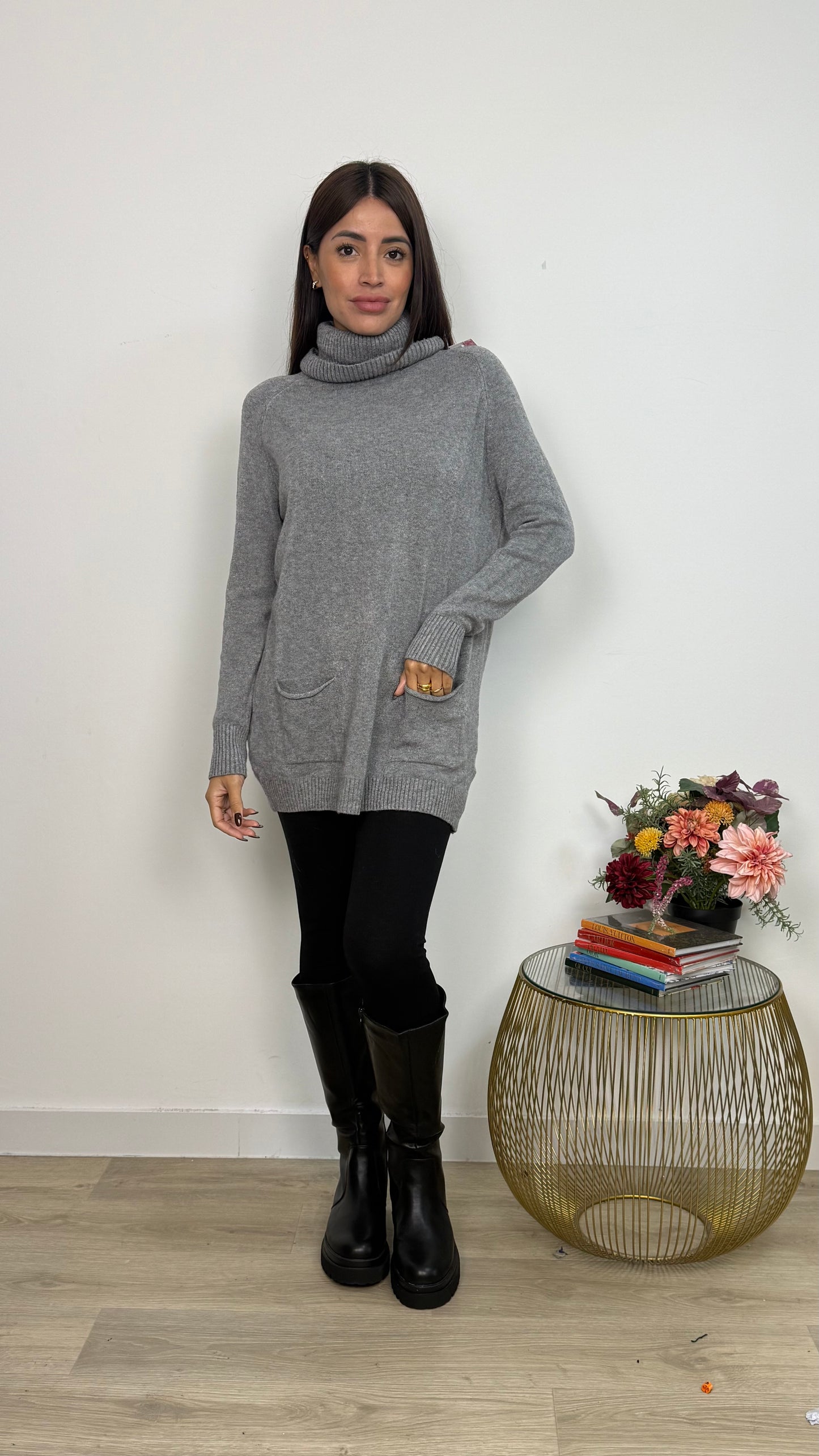 Maglione Lungo con Due Tasche