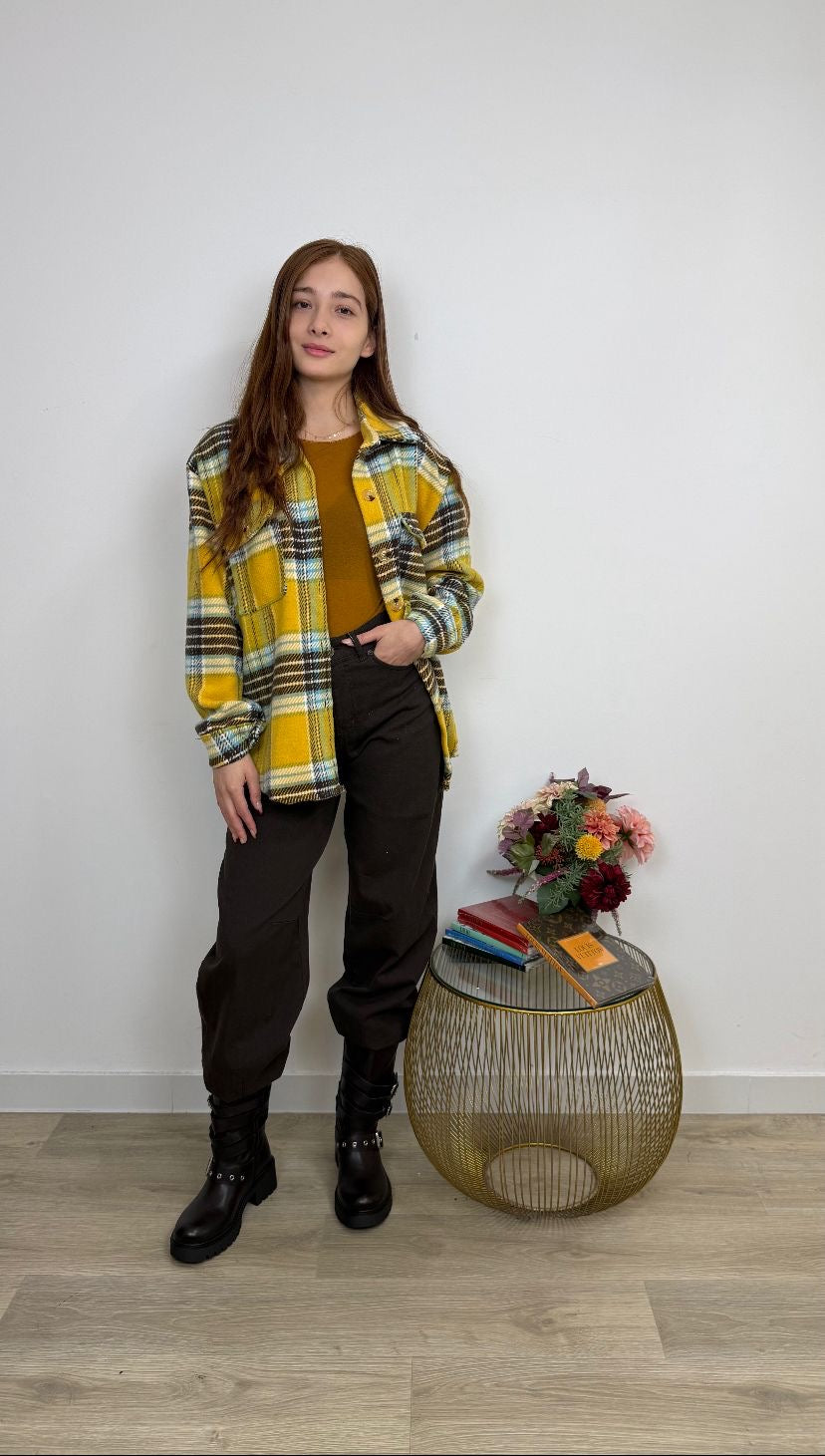 Camicia oversize in flanella a quadri
