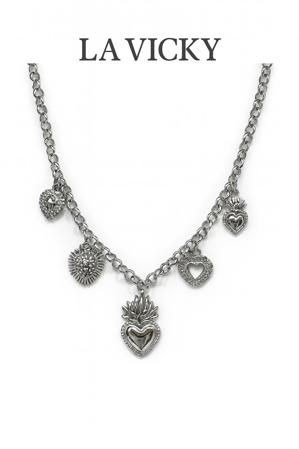 Collana con Pendenti Charms a Cuore
