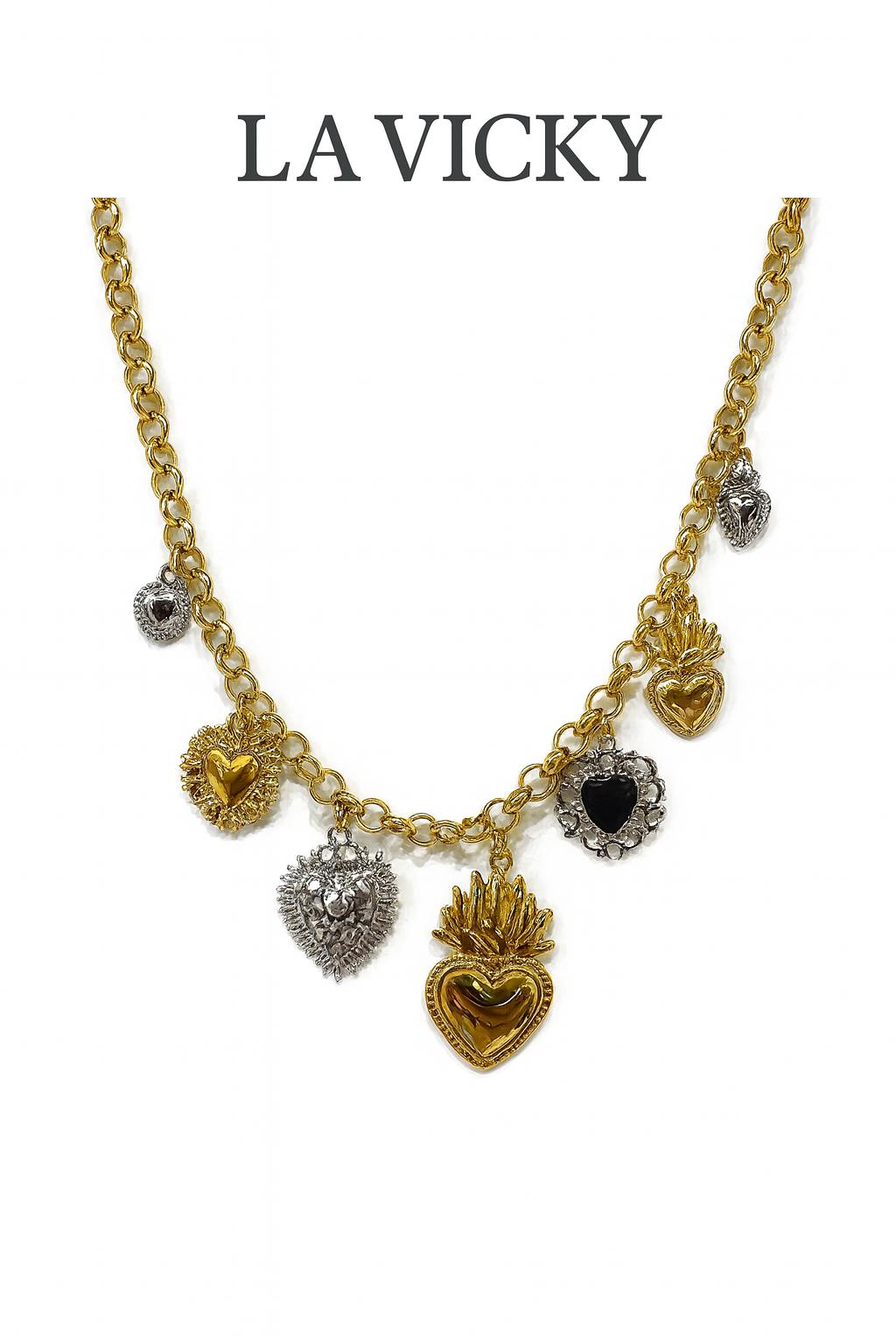 Collana con Pendenti Charms a Cuore