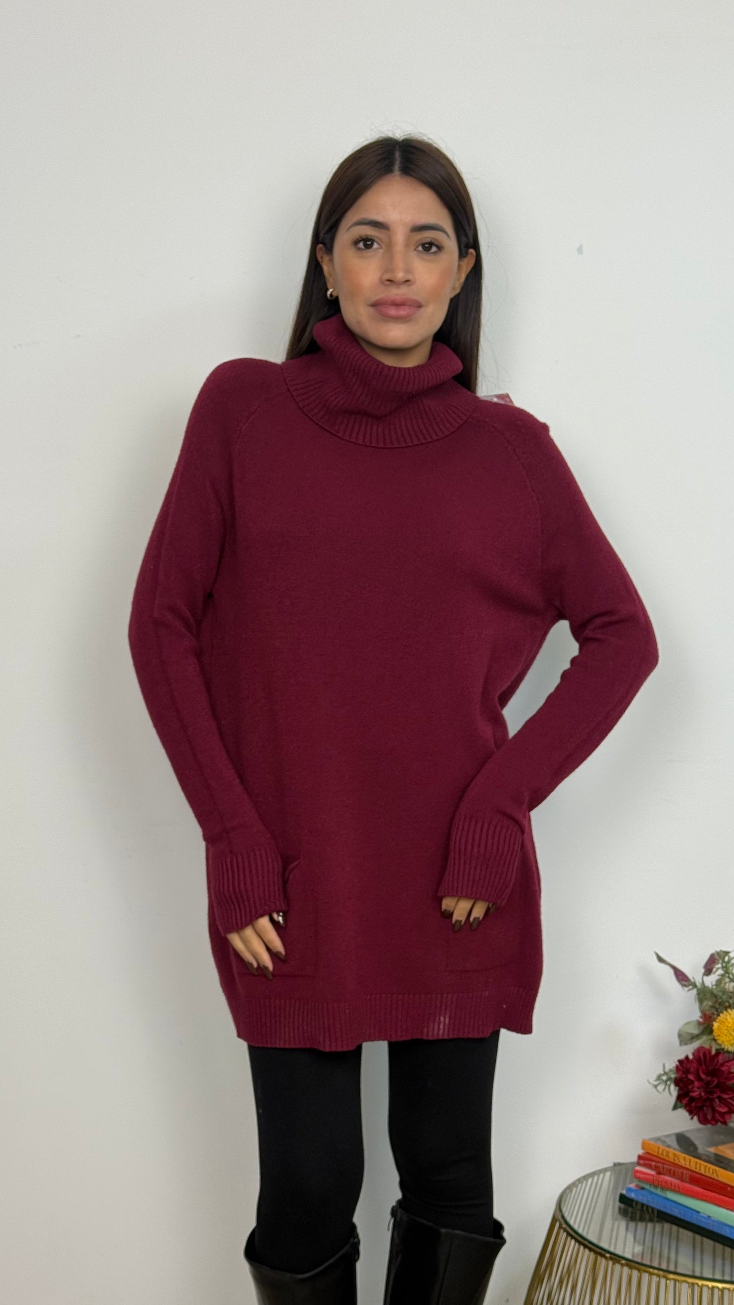 Maglione Lungo con Due Tasche