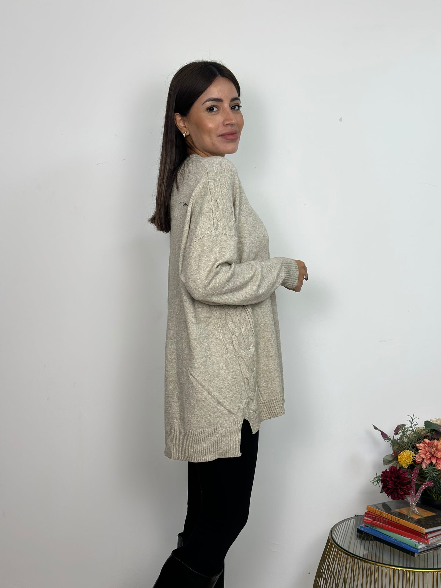 Maglia Over Girocollo Spalle Cadenti