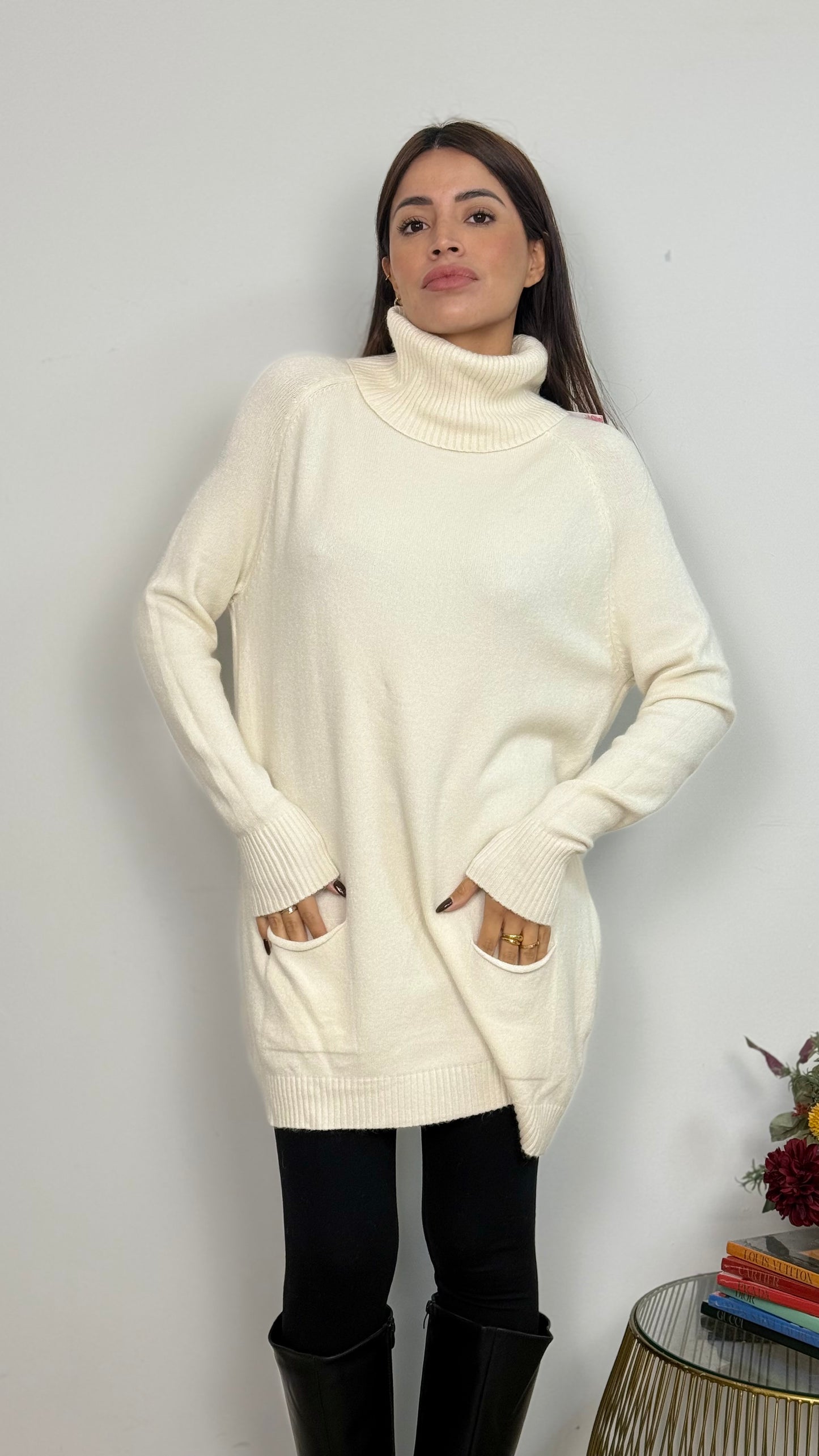 Maglione Lungo con Due Tasche