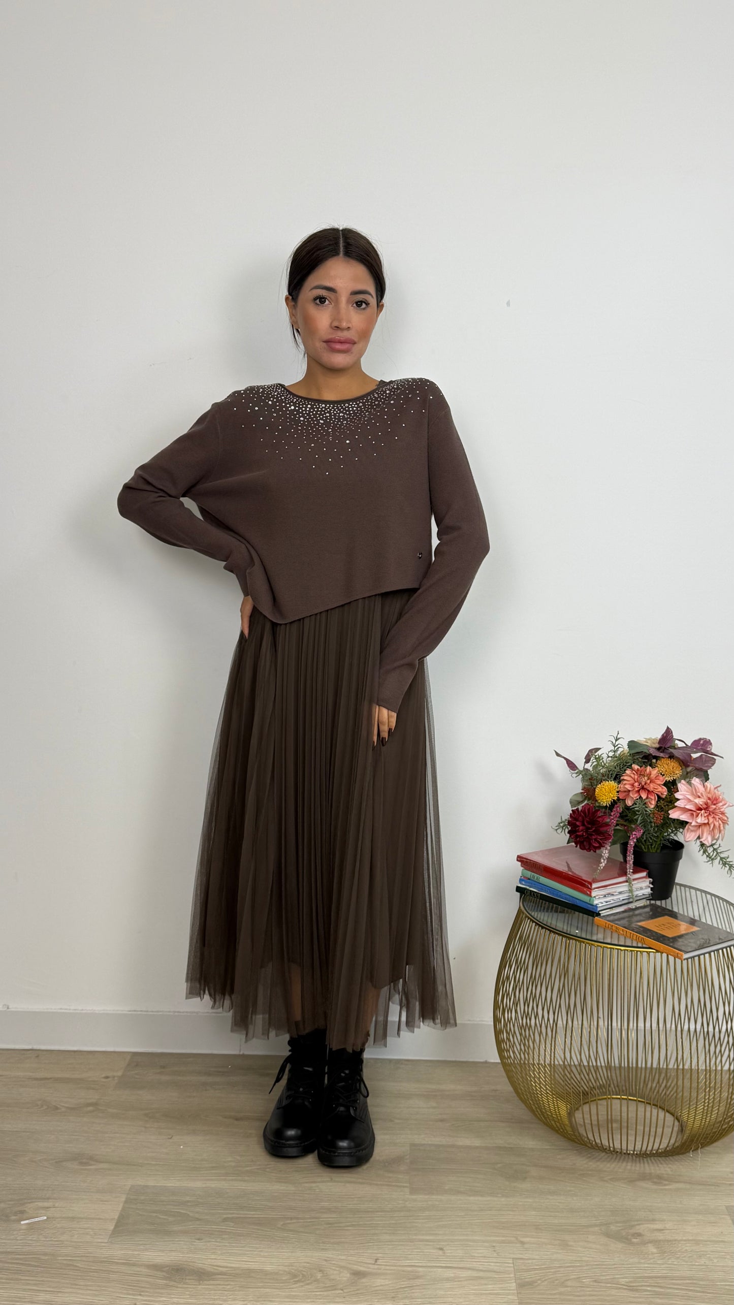 Abito Effetto due Pezzi con Gonna Tulle
