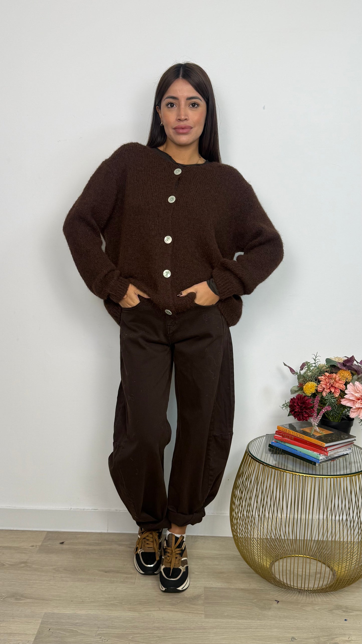 Maglione con Bottoni Frontali