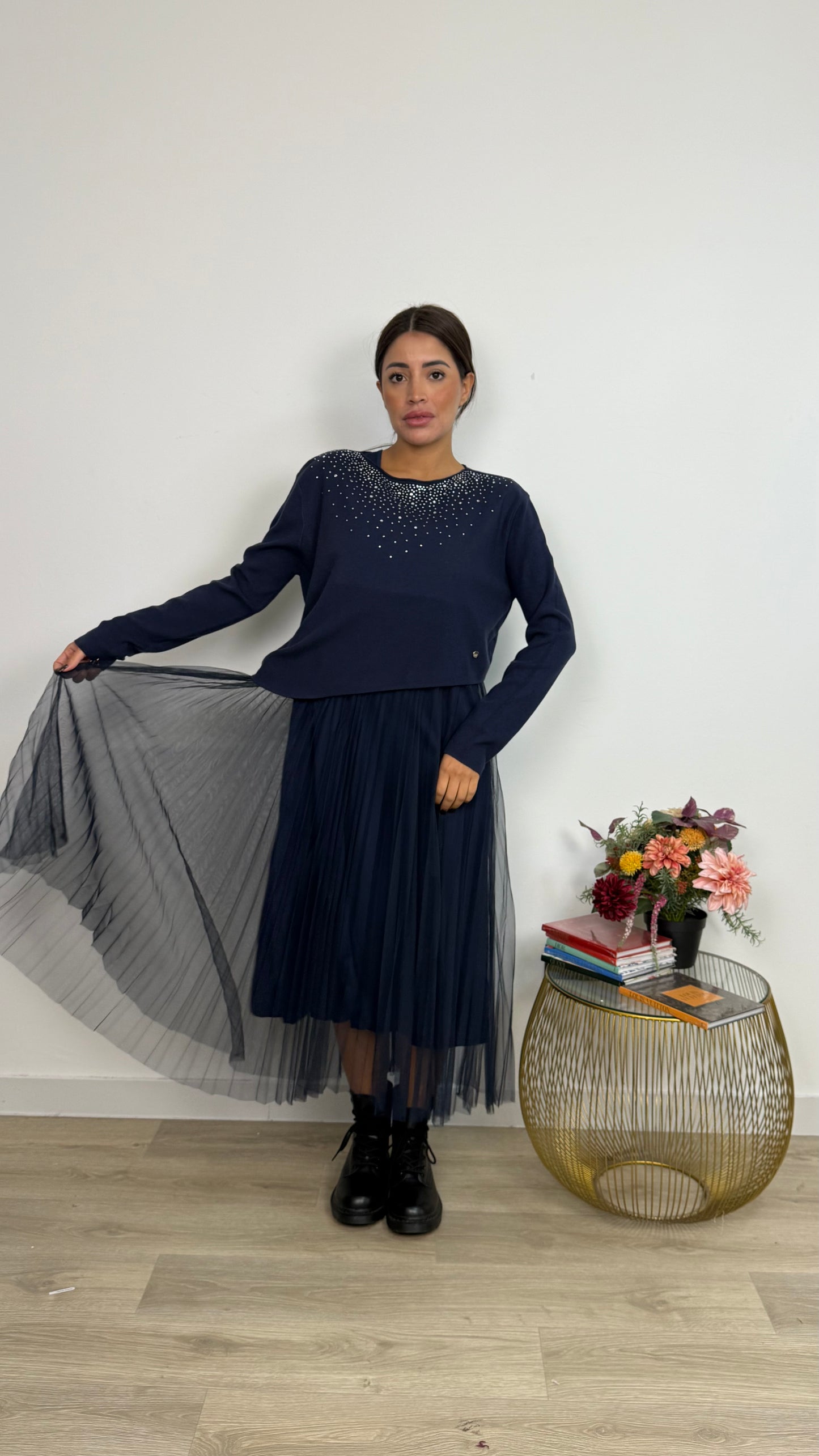 Abito Effetto due Pezzi con Gonna Tulle