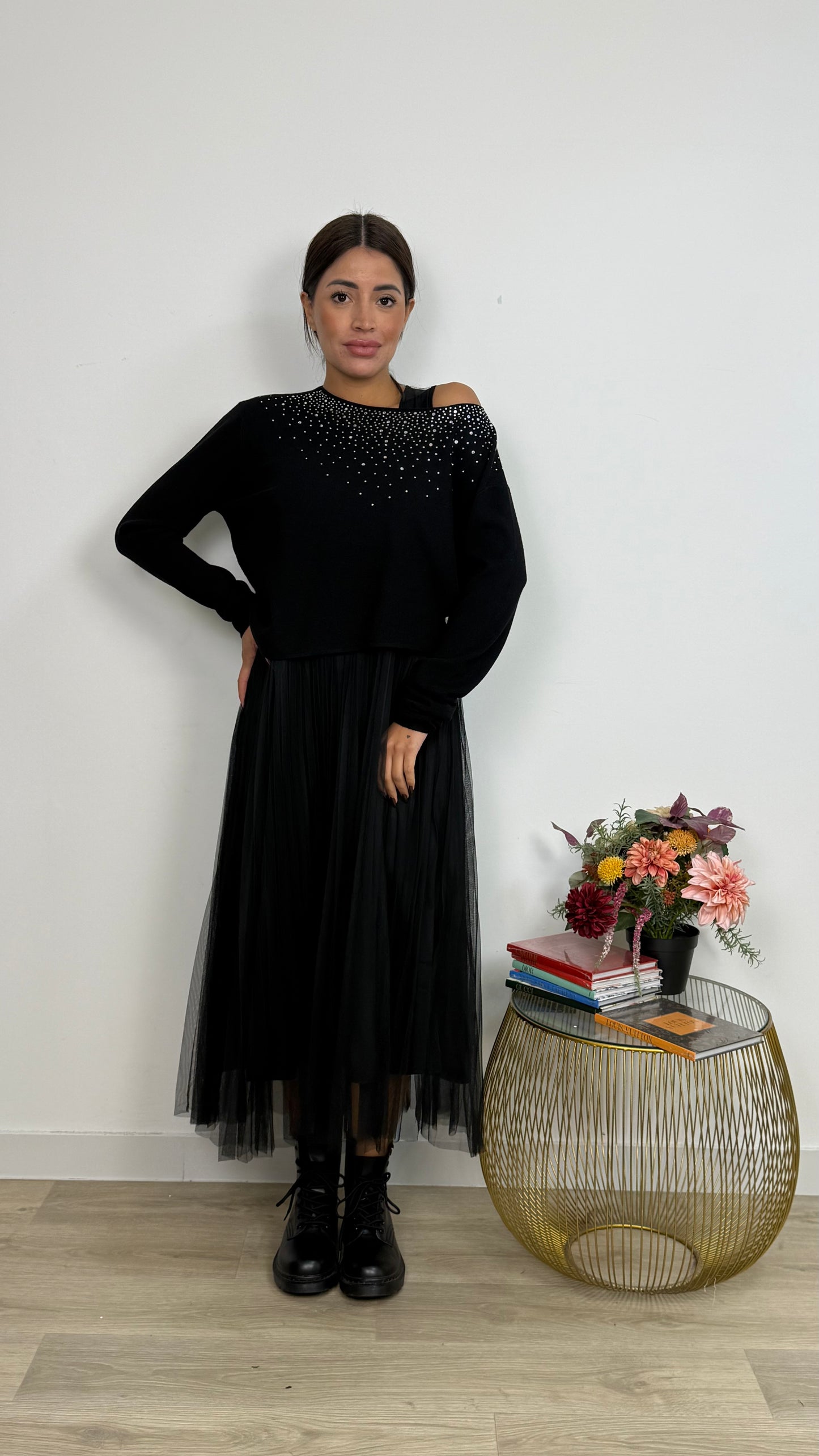 Abito Effetto due Pezzi con Gonna Tulle