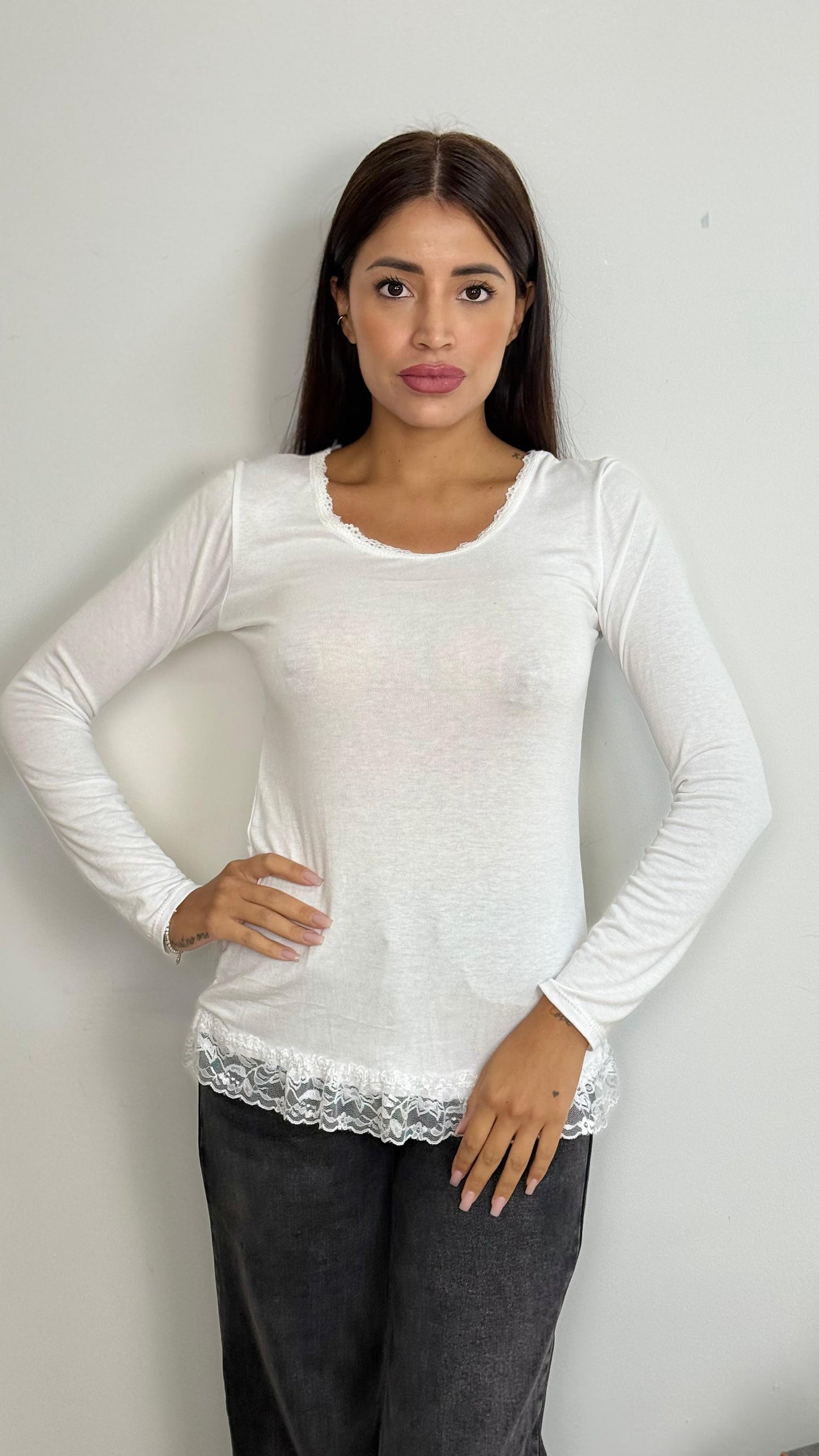Maglia basic con pizzo
