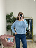 Maglioncino in Maglia Traforato in Cotone