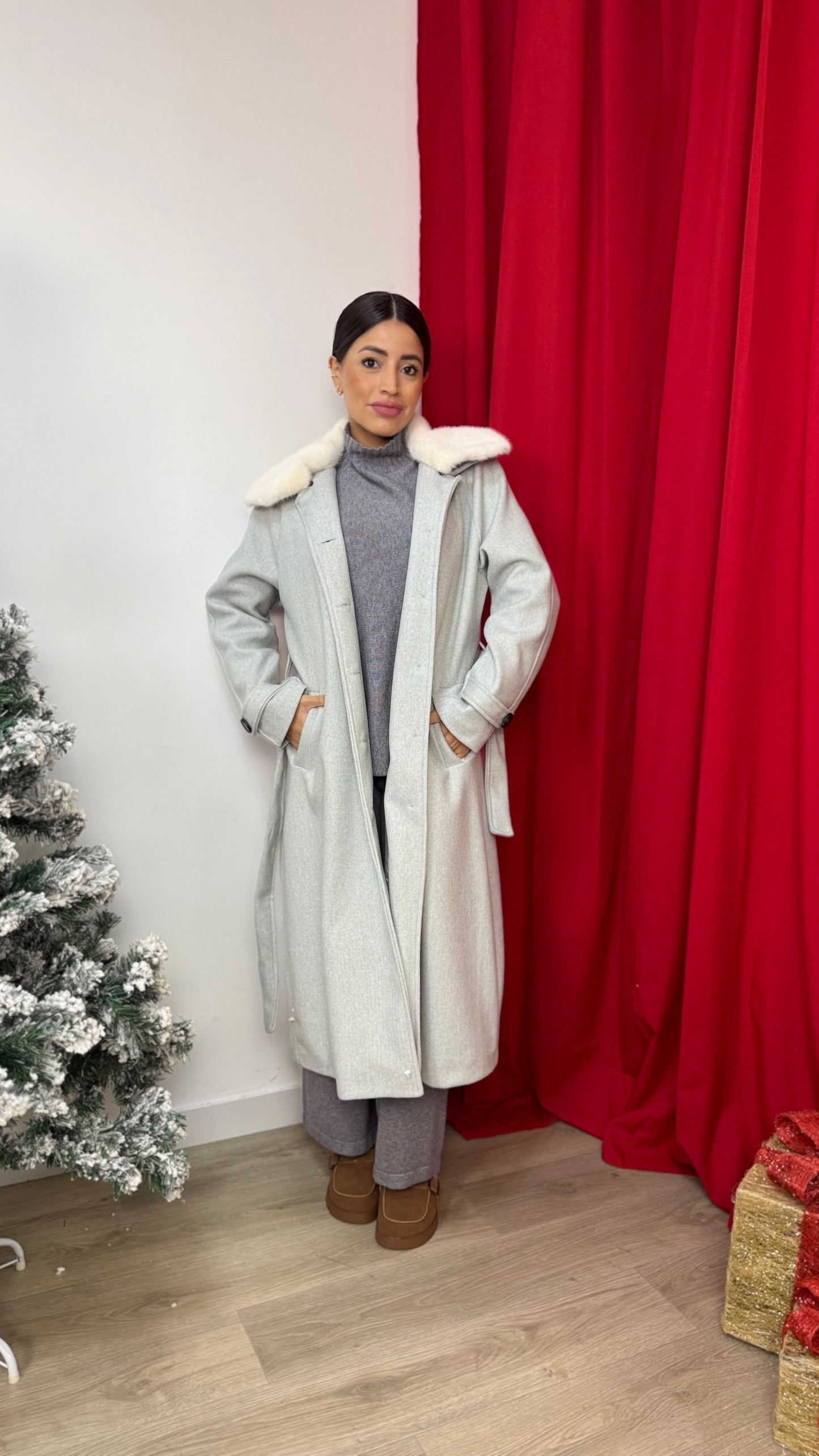 cappotto con pelo removibile