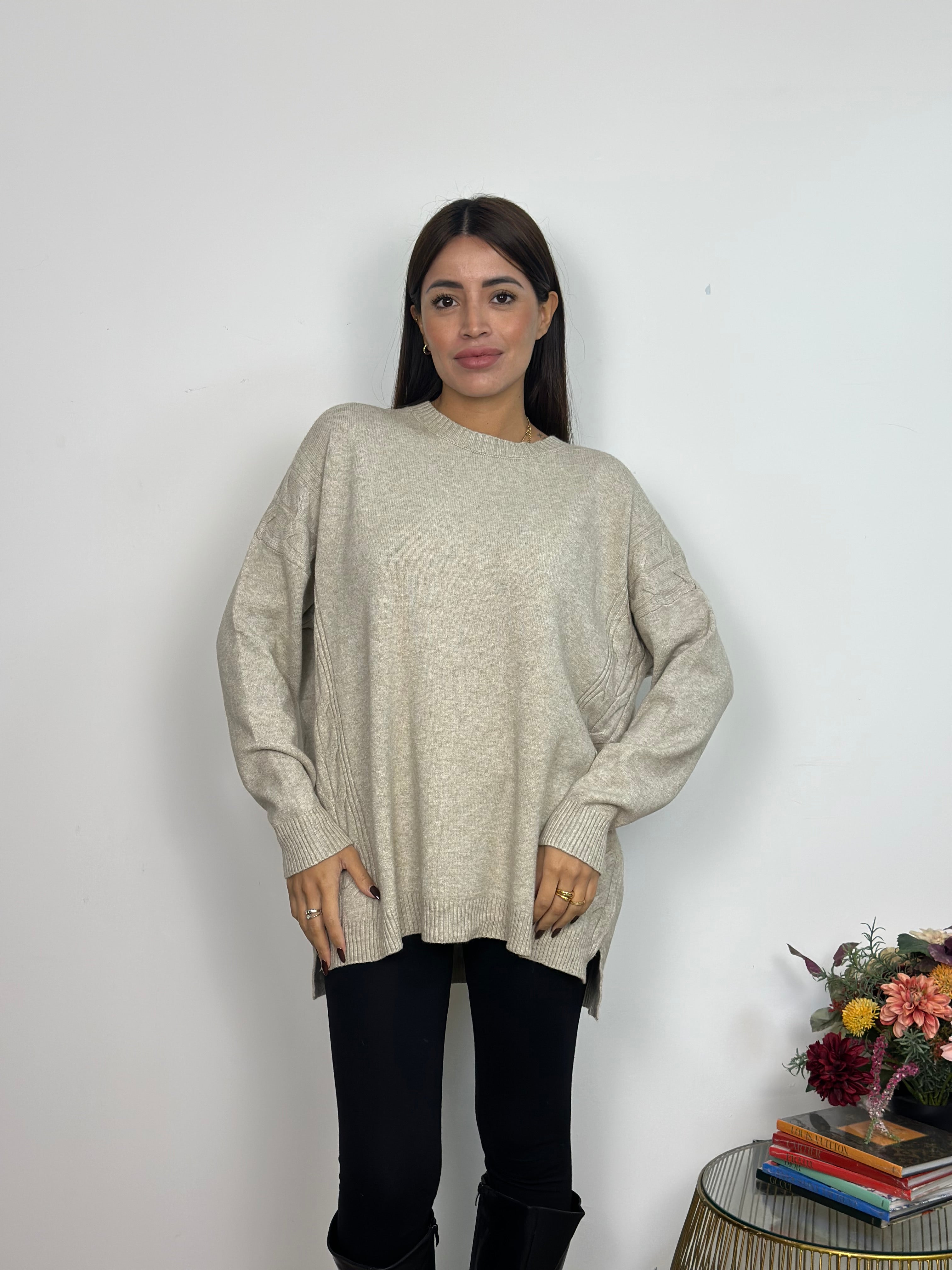 Maglia Over Girocollo Spalle Cadenti