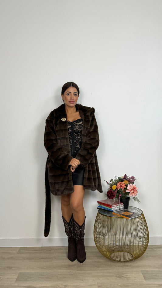 Cappotto Pelliccia con Cappuccio