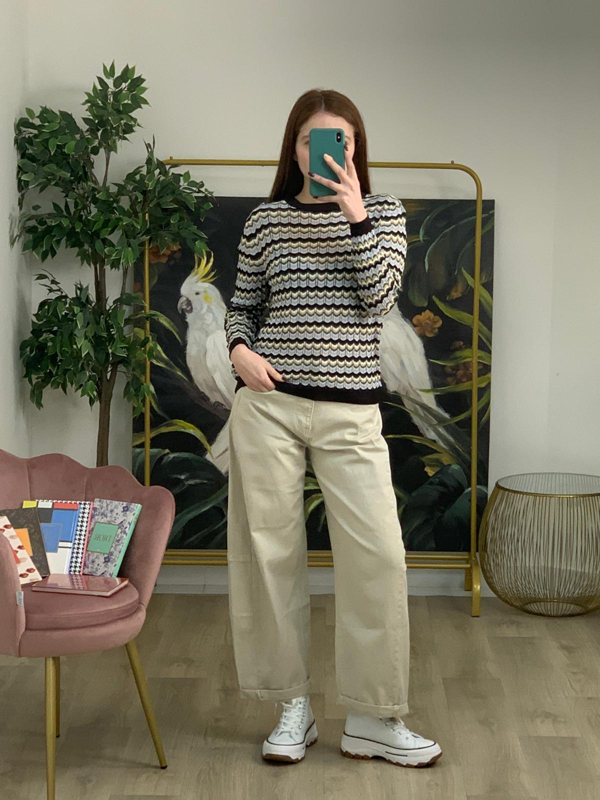 Maglia Ondulata Multicolore Misto Cotone