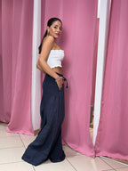 Pantalone a palazzo di lino