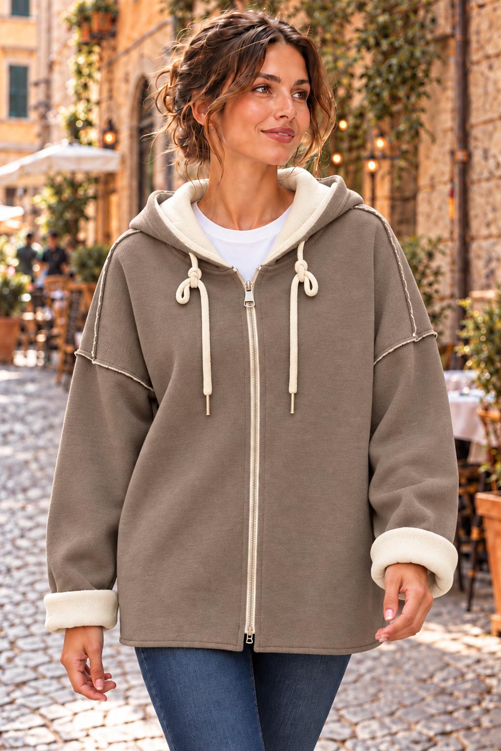 Felpa Bicolore con la Zip