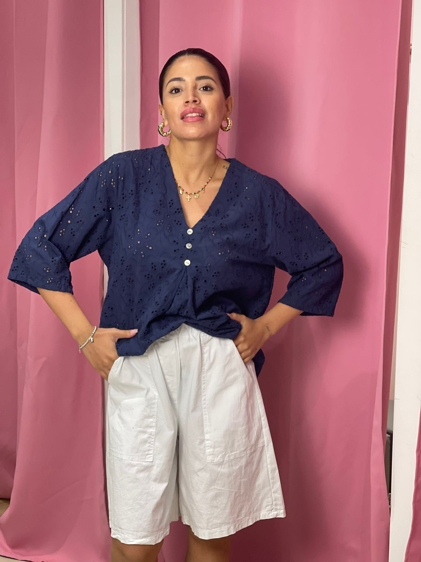 Camicia sangallo manica corta
