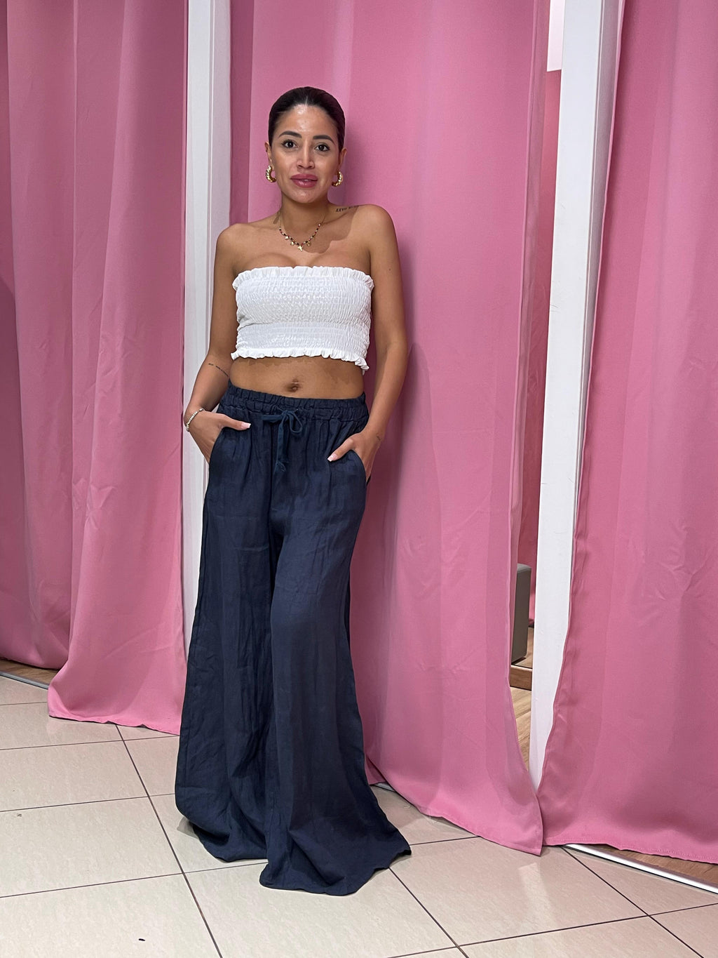 Pantalone a palazzo di lino