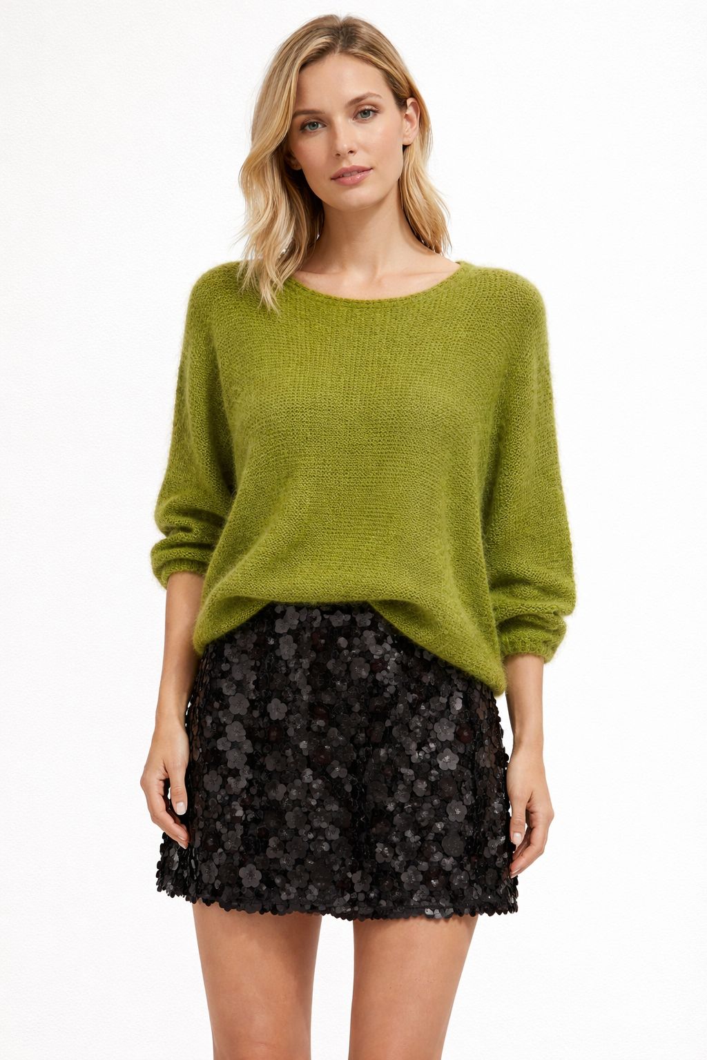 Girocollo Spalle Cadenti Misto Lana