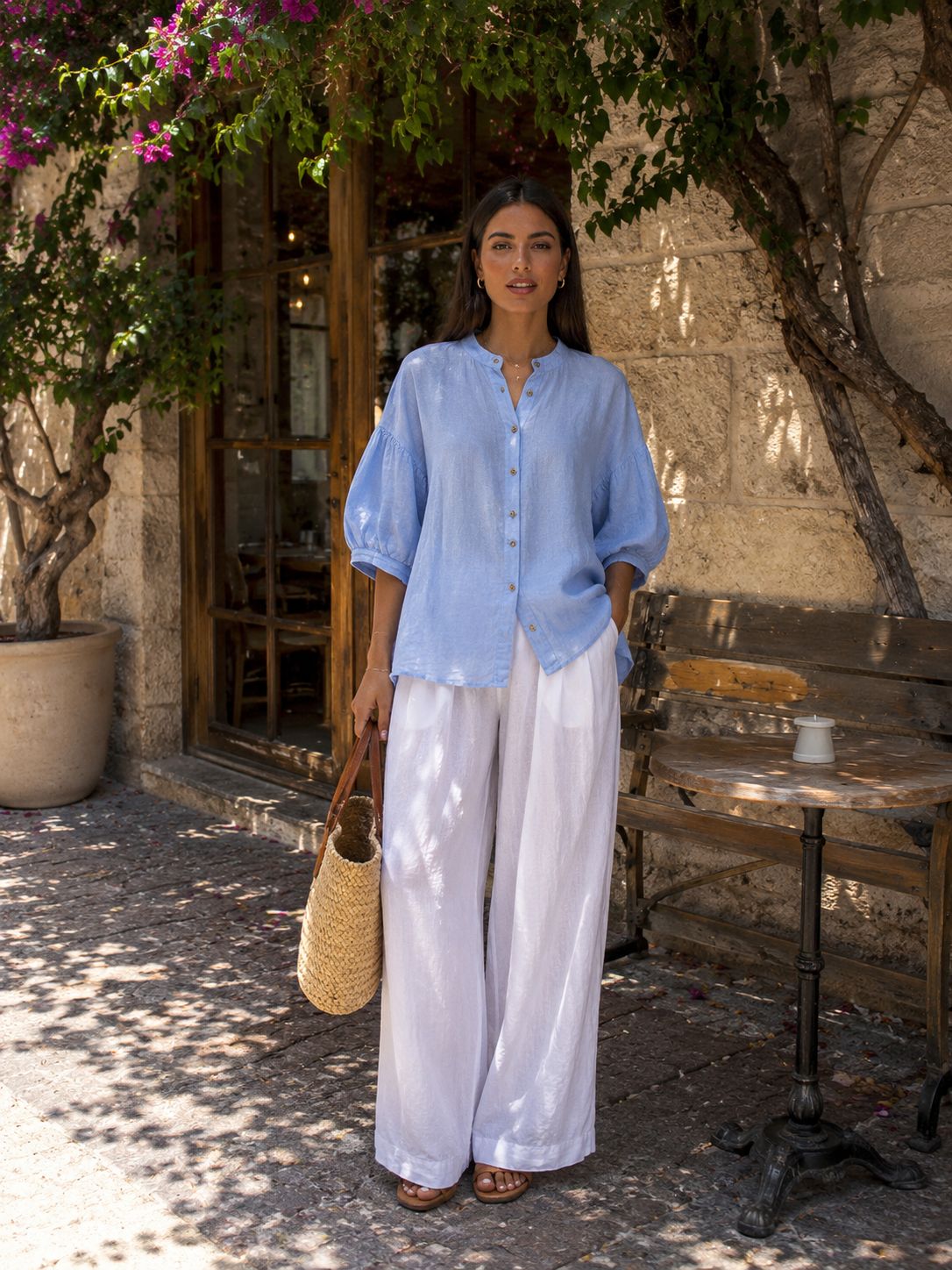 Camicia Maniche Arricciate