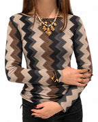 Girocollo Misto Cashmere Zig Zag