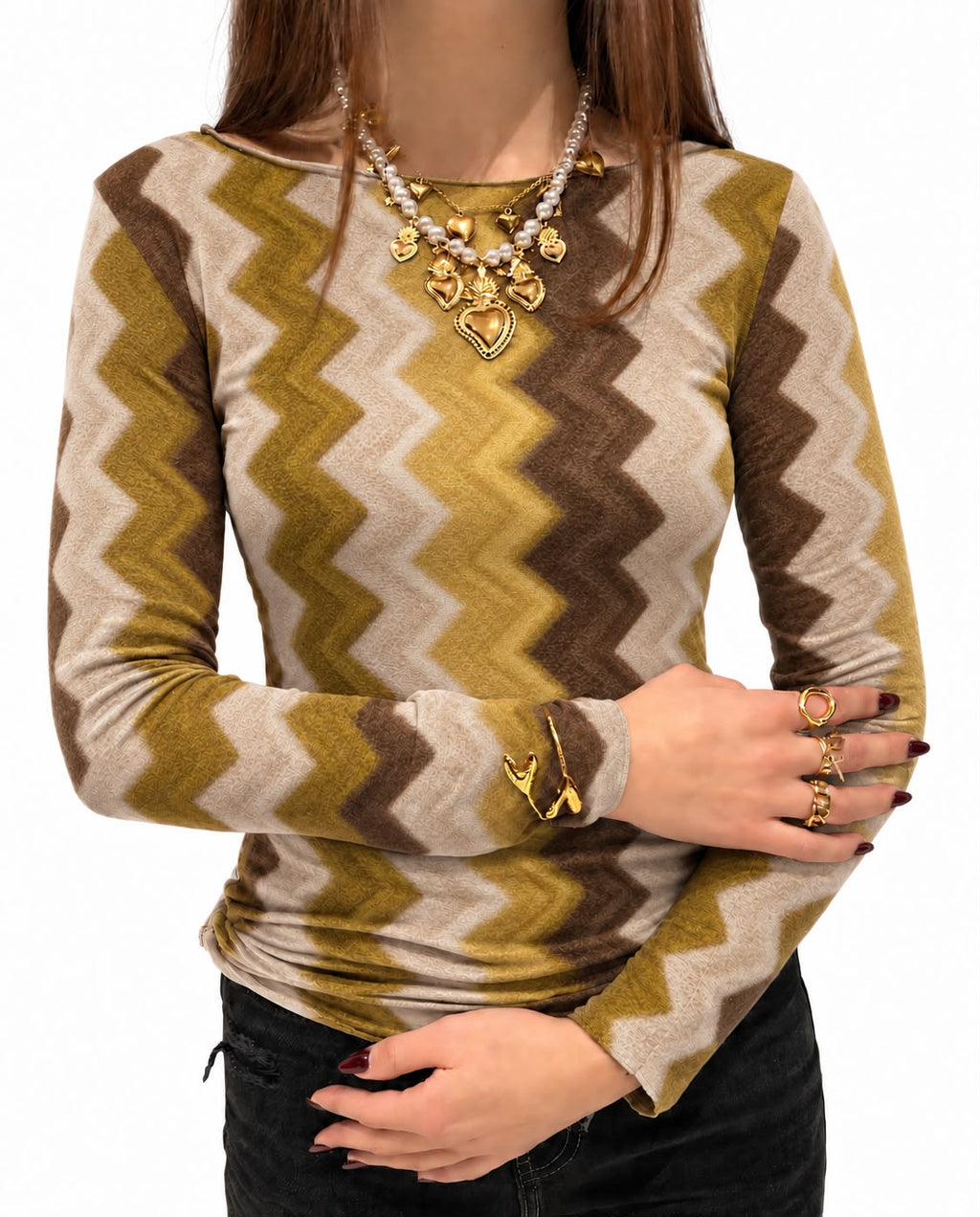 Girocollo Misto Cashmere Zig Zag