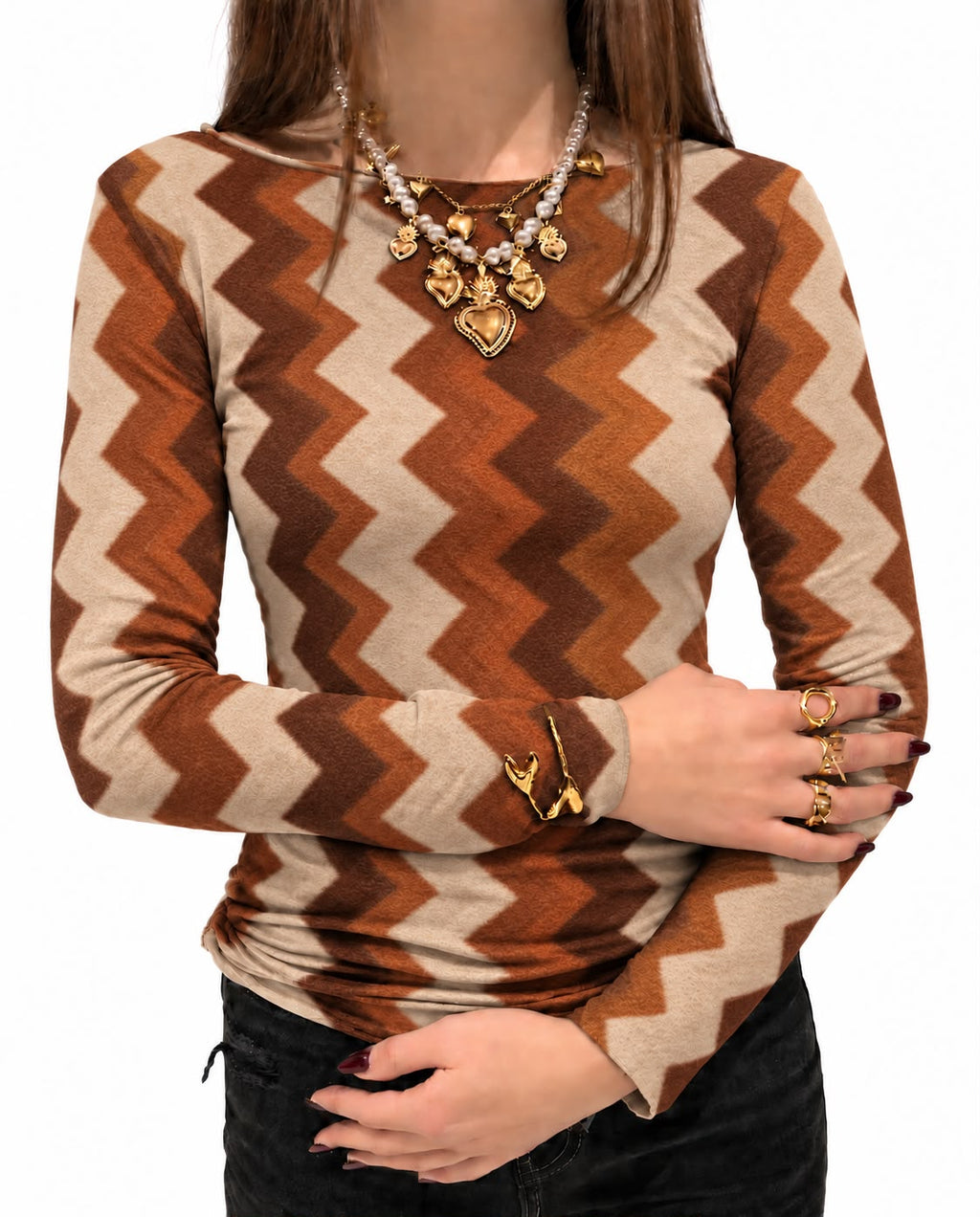 Girocollo Misto Cashmere Zig Zag