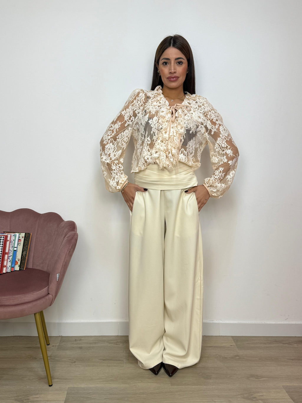 Maglia Cardigan in Pizzo