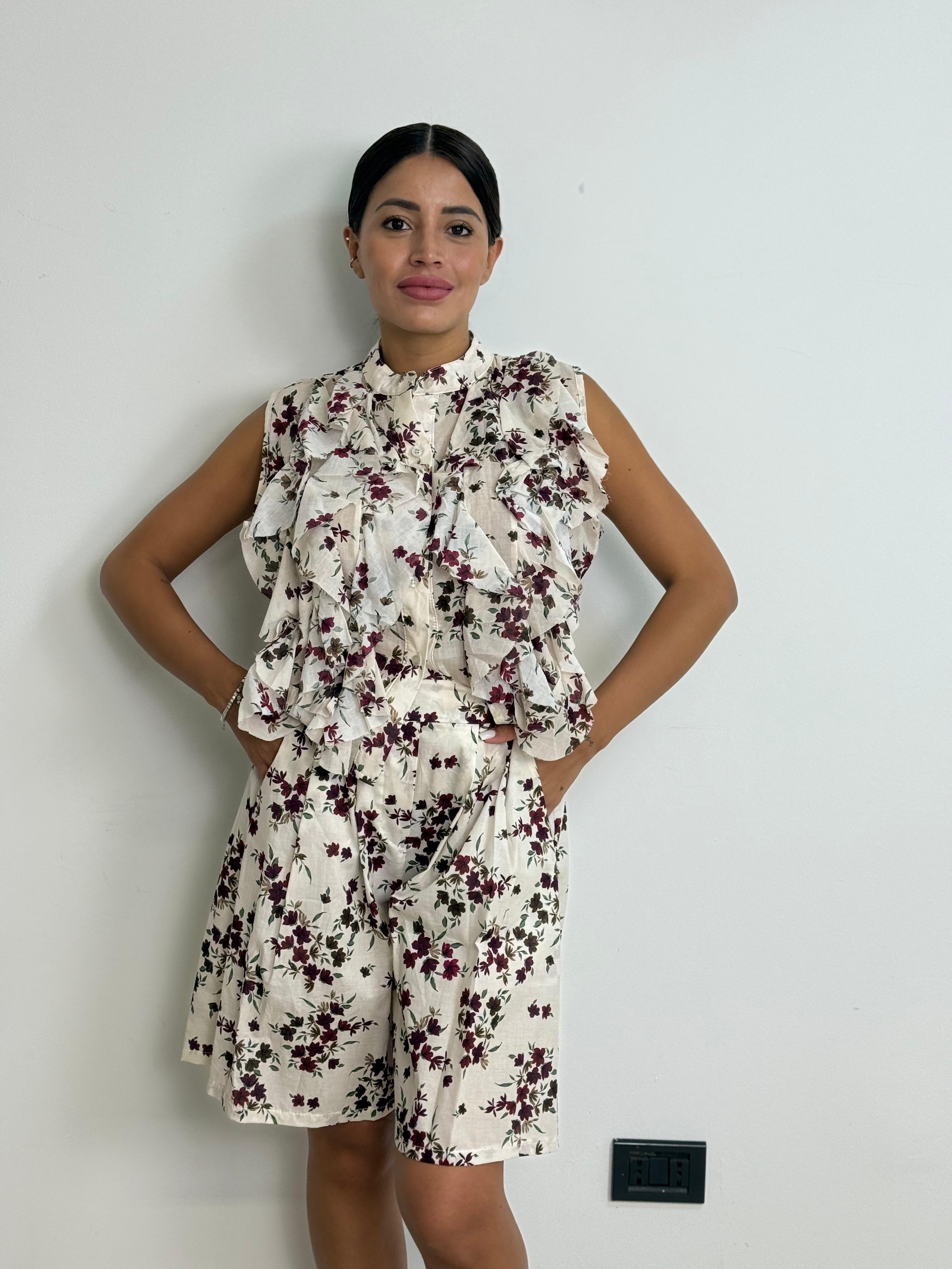 Canotta camicia con volant Liliana