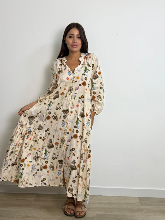 Abito scollo v con stampe