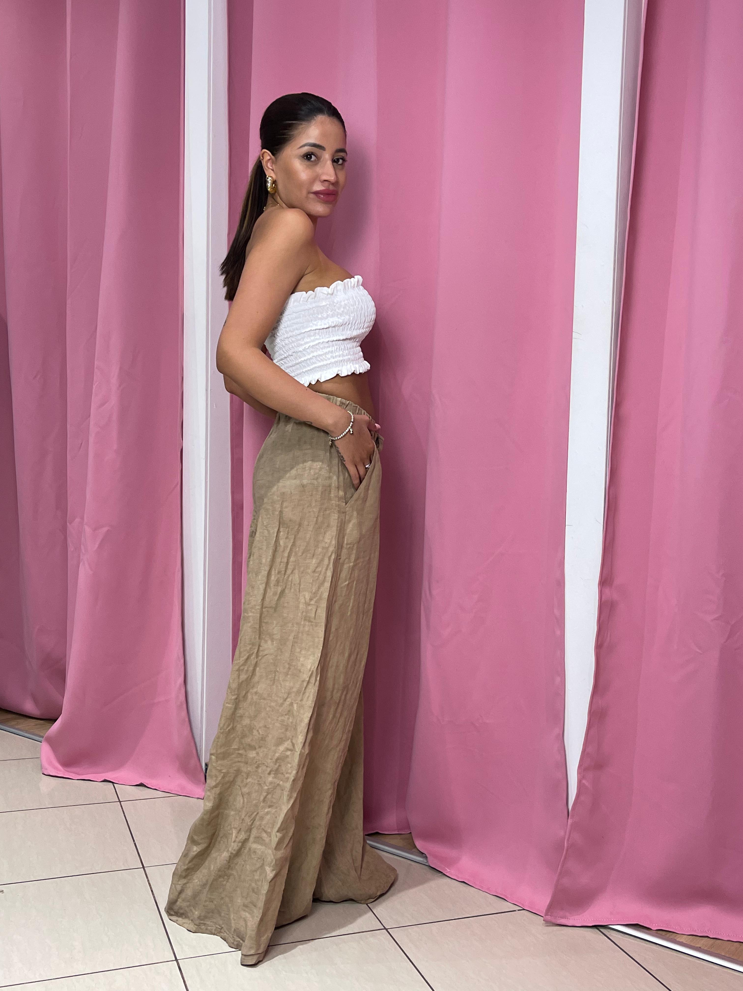 Pantalone a palazzo di lino