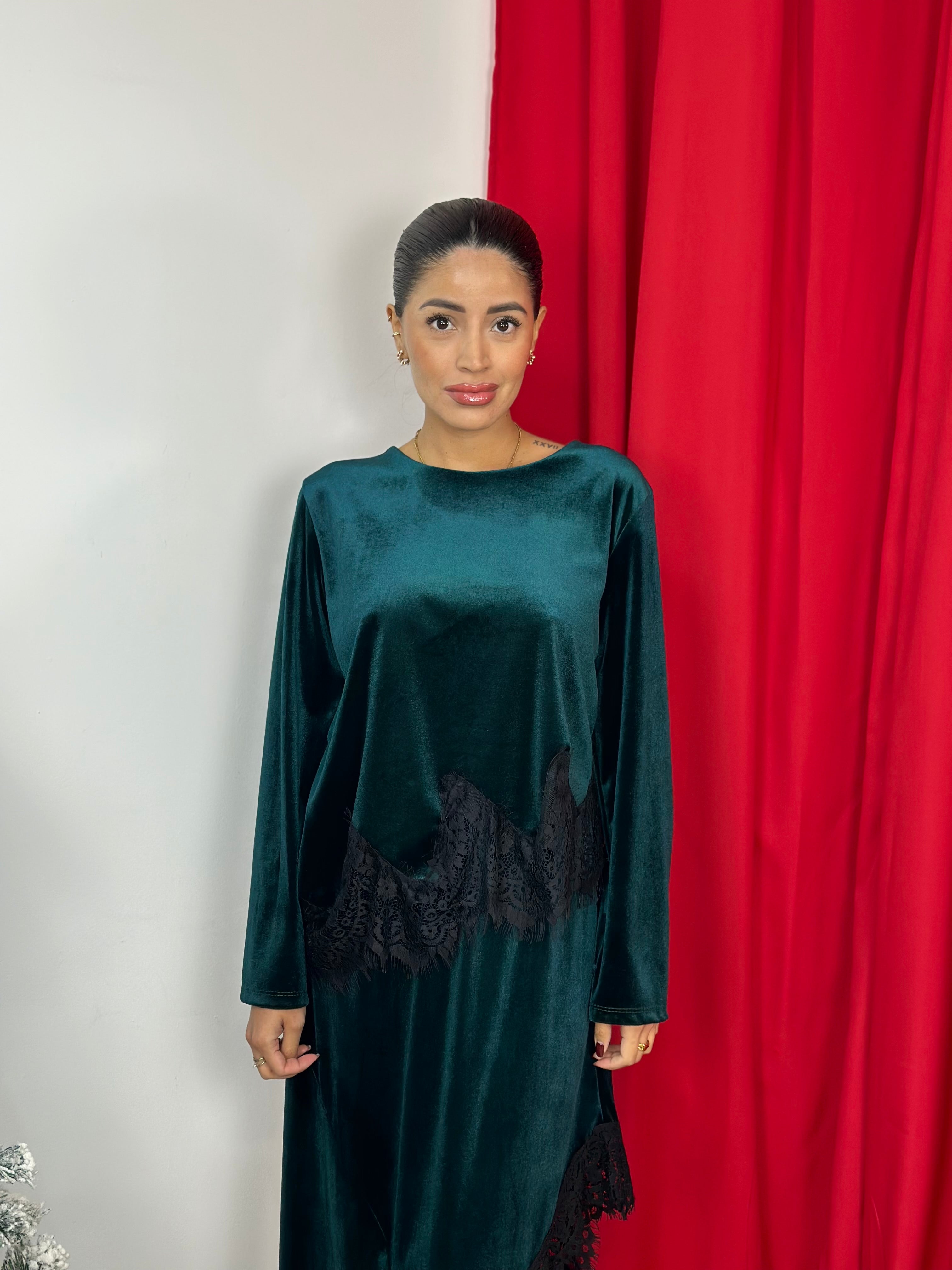 Maglia in ciniglia con pizzo
