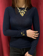 Maglietta girocollo con misto cashmere