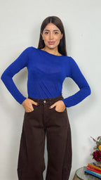 Maglietta girocollo con misto cashmere