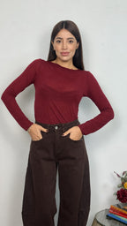 Maglietta girocollo con misto cashmere