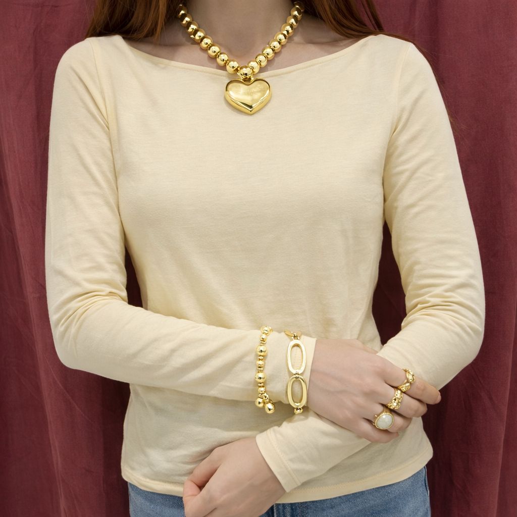 Maglietta girocollo con misto cashmere