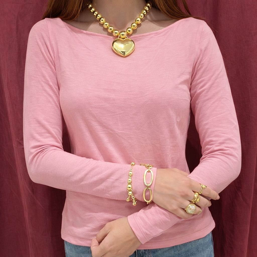 Maglietta girocollo con misto cashmere