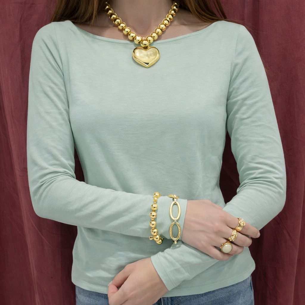 Maglietta girocollo con misto cashmere